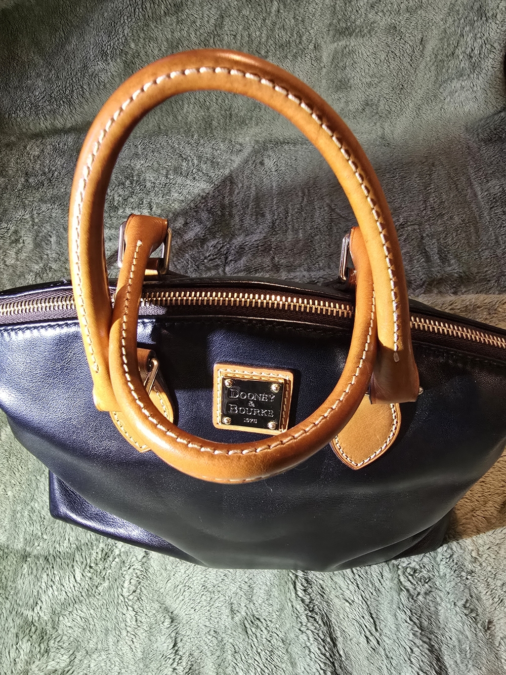 Dooney & Bourke Black Leather Satchel with Tan Trim - Picture 16 of 16